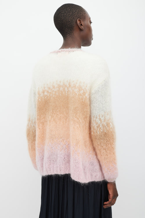 Rose Carmine White & Multicolour Mohair Sparkly Trimmed Cardigan
