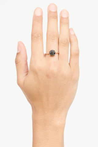 Fine Jewelry 14K Rose Gold Solitare Black Diamond Ring