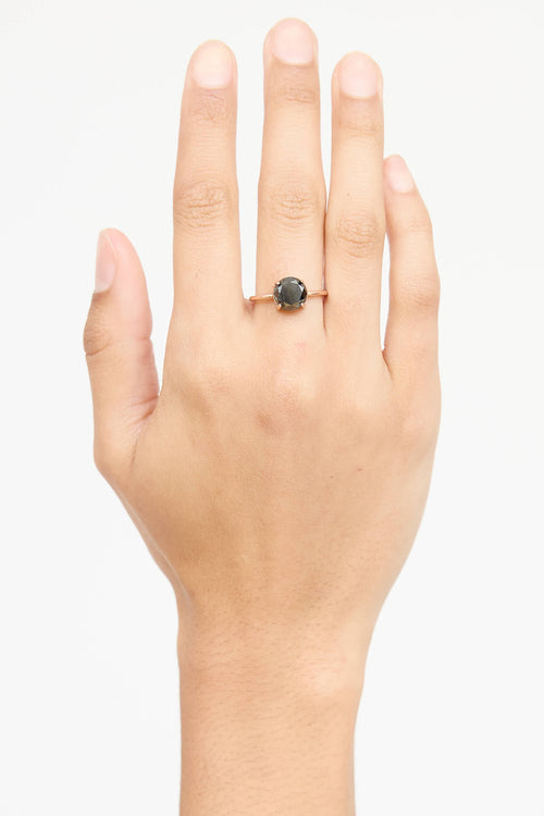 Fine Jewelry 14K Rose Gold Solitare Black Diamond Ring