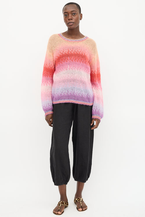Rose Carmine Mohair Knit Sweater