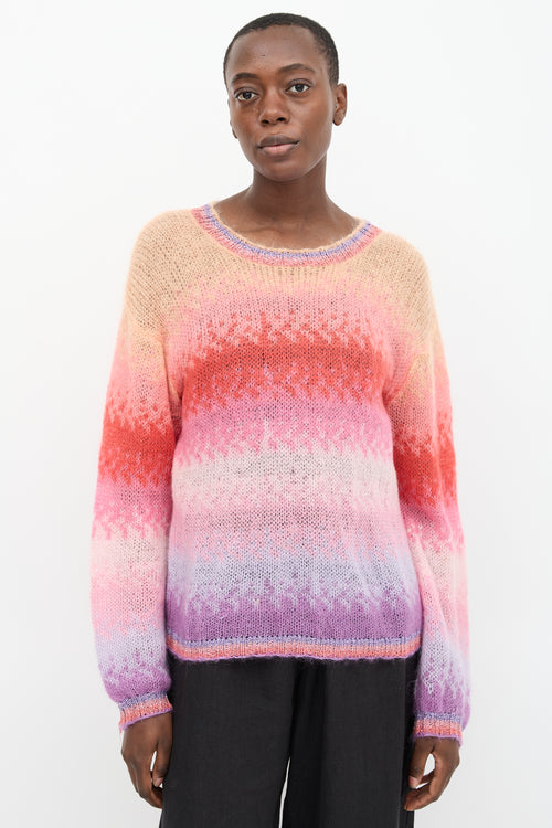 Rose Carmine Mohair Knit Sweater