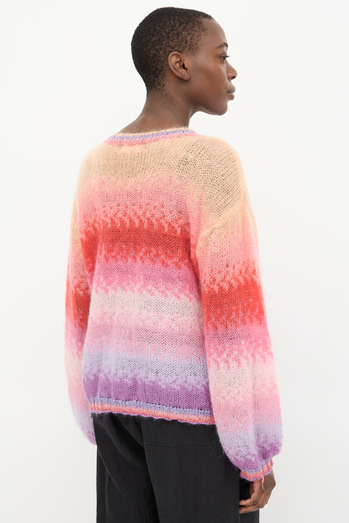 Rose Carmine Mohair Knit Sweater