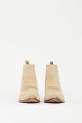 Roseanna Beige Suede Western Ankle Boot