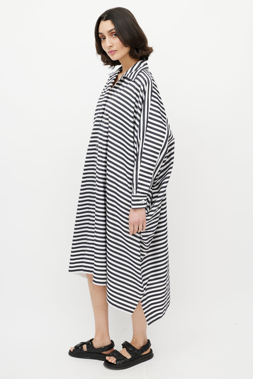 Rosetta Getty Black & White Stripe Long Shirt Dress