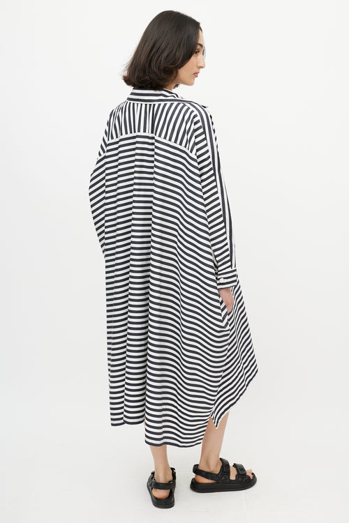 Rosetta Getty Black & White Stripe Long Shirt Dress