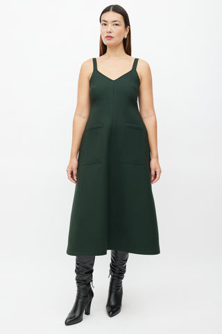Rosie Assoulin Green Neoprene A-Line Midi Dress
