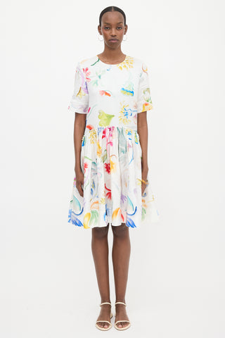 Rosie Assoulin Linen Satin Floral Dress