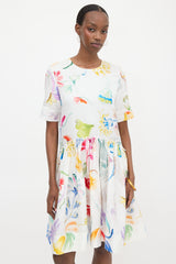 Rosie Assoulin Linen Satin Floral Dress