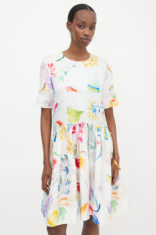 Rosie Assoulin Linen Satin Floral Dress