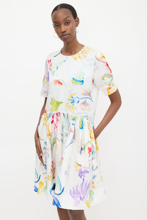 Rosie Assoulin Linen Satin Floral Dress