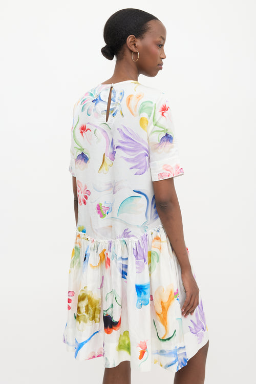 Rosie Assoulin Linen Satin Floral Dress