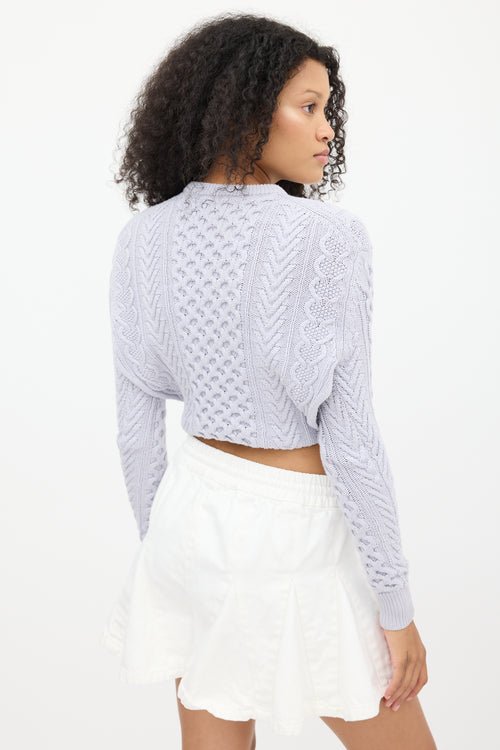 Rosie Assoulin Purple Wool Cableknit Layered Sweater