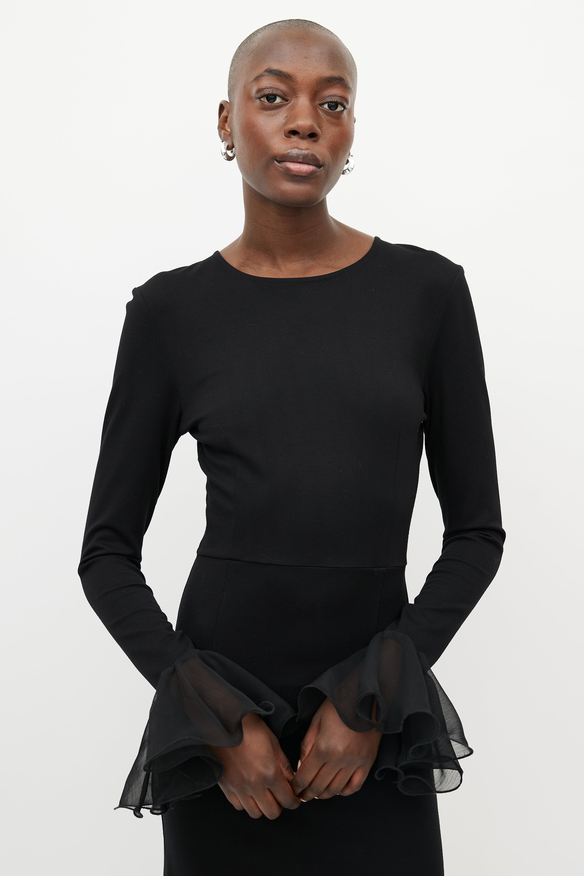 rotate open back dress Crepe Open Back Dress Black
