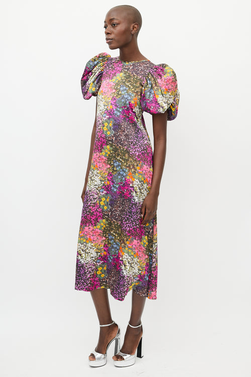 Rotate Multicolour Floral Puff Sleeve Dress