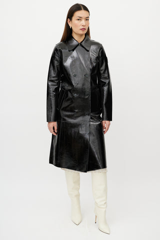 Rudsack Black Patent Leather Double Breasted Trench Coat
