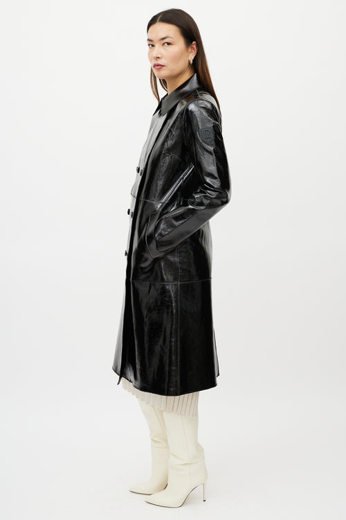 Rudsack Black Patent Leather Double Breasted Trench Coat