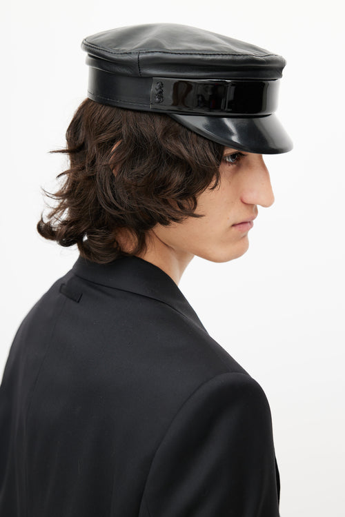 Ruslan Baginskiy Black Leather Baker Boy Hat