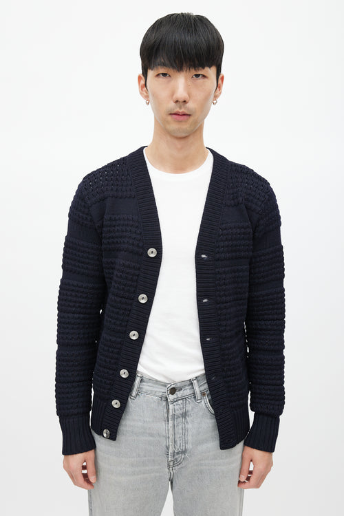 S.N.S. Herning Navy Ribbed Wool Knit Cardigan