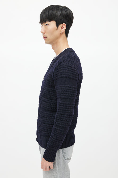 S.N.S. Herning Navy Ribbed Wool Knit Cardigan