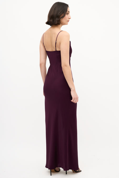 Sablyn Purple Silk Cowl Neck Maxi Dress