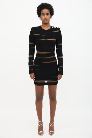 Balmain Embellished Mesh Bandage Dress