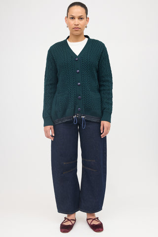 Sacai Wool Drawcord Hem Cardigan