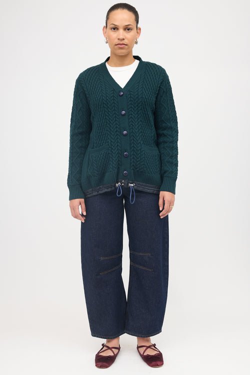 Sacai Wool Drawcord Hem Cardigan
