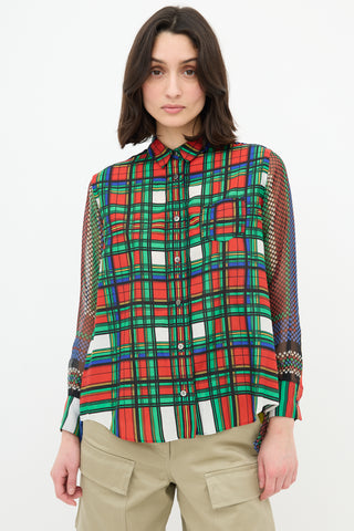 Sacai Mixed Print Pleated Shirt