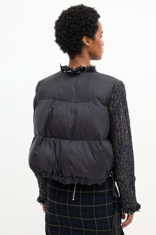 Sacai Tweed Hybrid Puffer Jacket