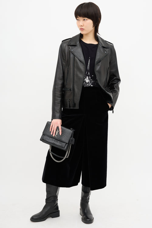 Saint Laurent Velvet Pleated Culotte