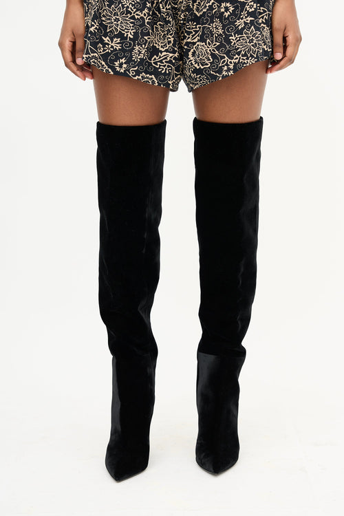 Saint Laurent Velvet Niki Thigh Boot