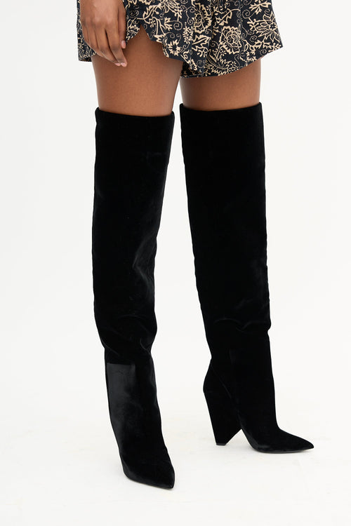 Saint Laurent Velvet Niki Thigh Boot