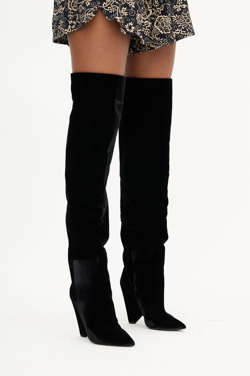Saint Laurent Velvet Niki Thigh Boot