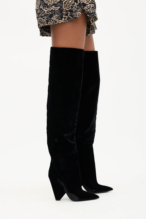 Saint Laurent Velvet Niki Thigh Boot