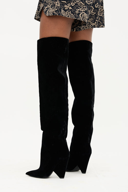 Saint Laurent Velvet Niki Thigh Boot