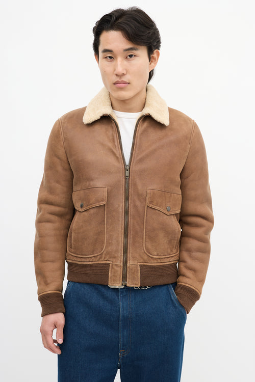 Saint Laurent Brown Suede & Shearling Jacket