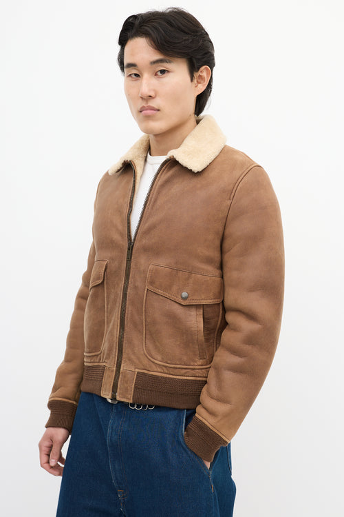 Saint Laurent Brown Suede & Shearling Jacket