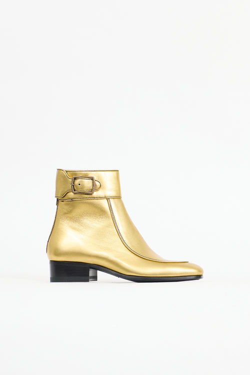 Saint Laurent Metallic Leather Miles Boot