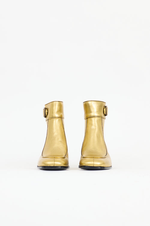 Saint Laurent Metallic Leather Miles Boot