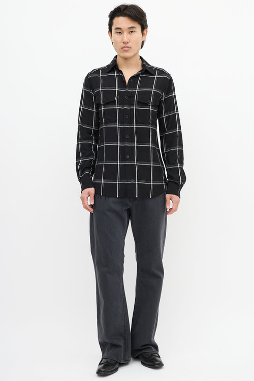 Saint Laurent Black & White Checkered Shirt