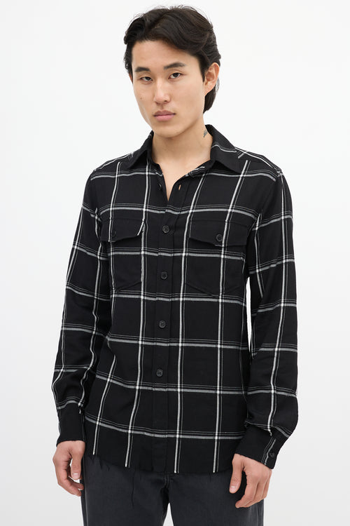 Saint Laurent Black & White Checkered Shirt