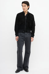 Saint Laurent Black Suede & Wool Bomber Jacket
