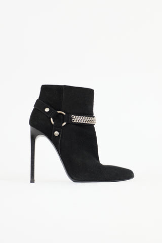 Saint Laurent Suede Chain Link Ankle Boot