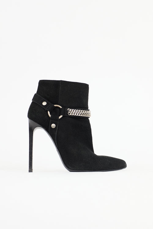 Saint Laurent Suede Chain Link Ankle Boot