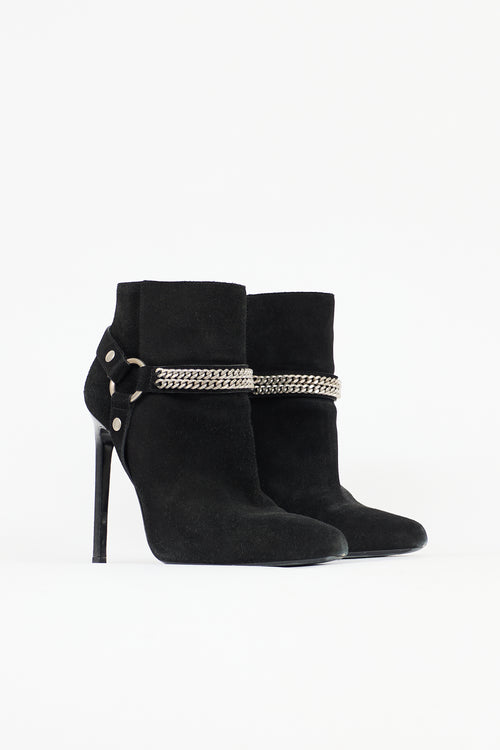 Saint Laurent Suede Chain Link Ankle Boot