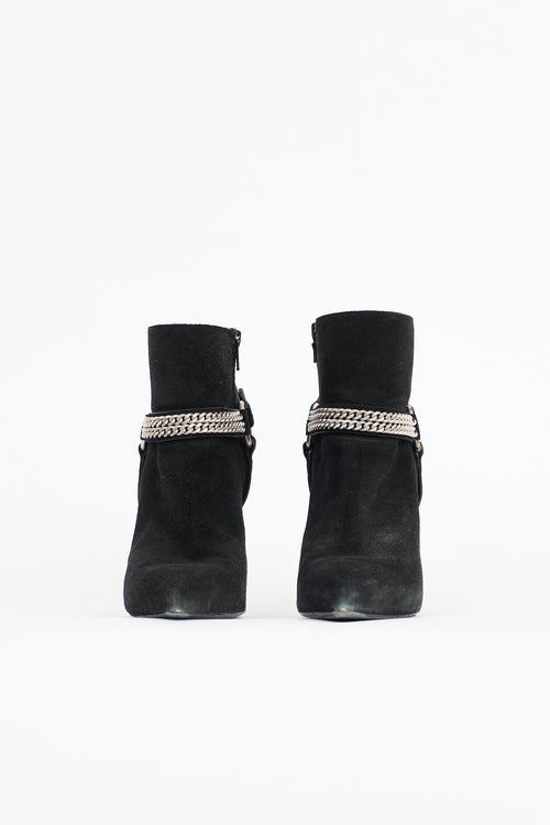 Saint Laurent Suede Chain Link Ankle Boot