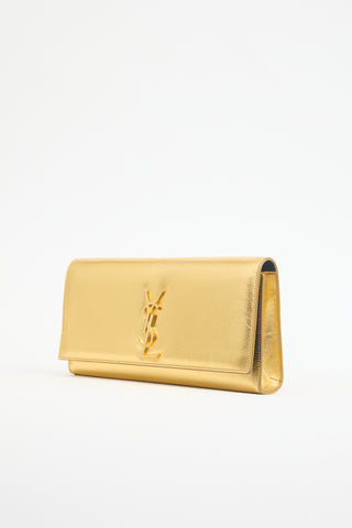 Saint Laurent Metallic Leather Cassandre Logo Clutch