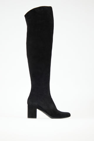Saint Laurent Suede Babies Over The Knee Boot