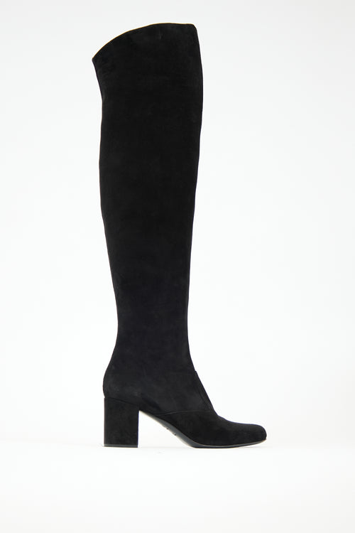 Saint Laurent Suede Babies Over The Knee Boot