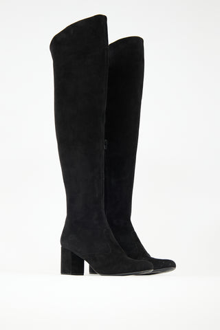 Saint Laurent Suede Babies Over The Knee Boot